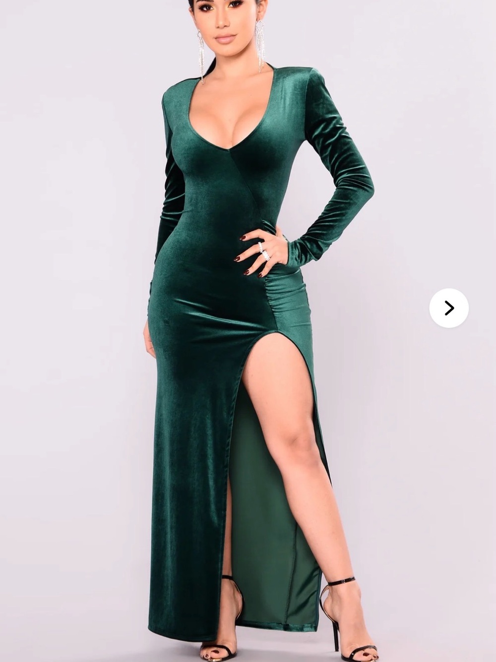 Fashion Nova green velvet maxi dress